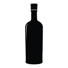 vodka bottle vector silhouette icon, black and white illustration of drinks.