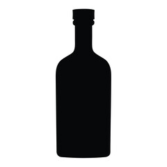 vodka bottle vector silhouette icon, black and white illustration of drinks.