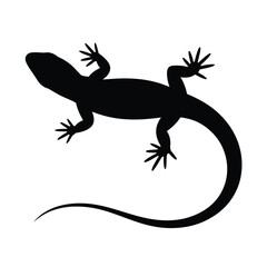 Black Silhouette of a Lizard Reptile Animal Icon