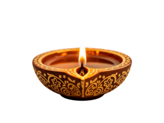 Diwali Diya Lamp with Burning Flame