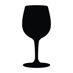 wine tasting glass vector silhouette icon, black and white illustration of drinks.