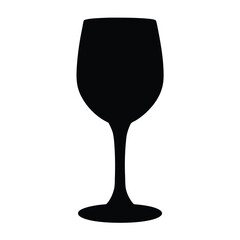wine tasting glass vector silhouette icon, black and white illustration of drinks.