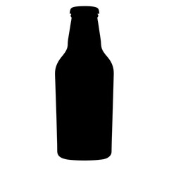 beer bottle vector silhouette icon, black and white illustration of drinks.