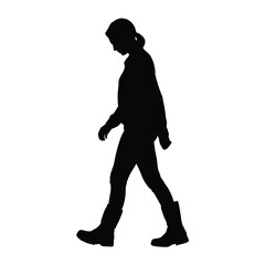 Silhouette of a Woman Walking Forward in Boots