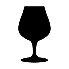 brandy snifter vector silhouette icon, black and white illustration of drinks.