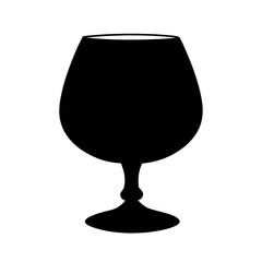 brandy snifter vector silhouette icon, black and white illustration of drinks.