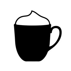 cappuccino vector silhouette icon, black and white illustration of drinks.