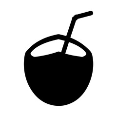 coconut drink vector silhouette icon, black and white illustration of drinks.