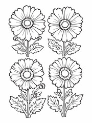 Feverfew line art showcasing botanical simplicity and charm.eps