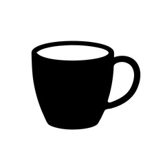 coffee cup vector silhouette icon, black and white illustration of drinks.