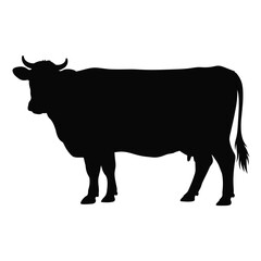 Black Silhouette of a Cow Standing Side Profile