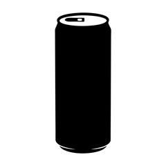 energy drink can vector silhouette icon, black and white illustration of drinks.