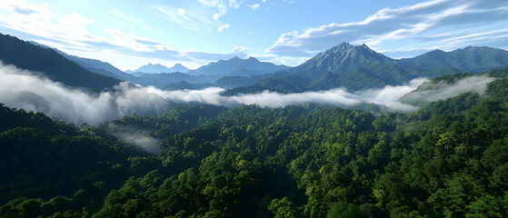 Misty Mountain Valley With Lush Green Forest