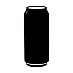 energy drink can vector silhouette icon, black and white illustration of drinks.