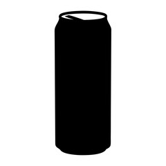 energy drink can vector silhouette icon, black and white illustration of drinks.