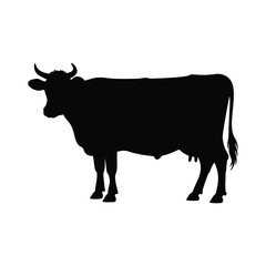Black Silhouette of a Cow Standing Side Profile