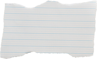 piece of lined paper tear isolated on white background