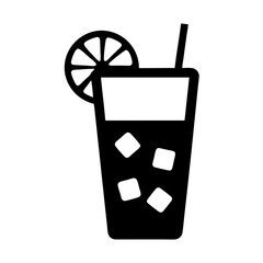 gin and tonic vector silhouette icon, black and white illustration of drinks.