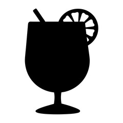 gin fizz vector silhouette icon, black and white illustration of drinks.