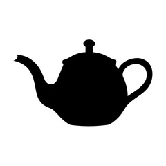 green tea pot vector silhouette icon, black and white illustration of drinks.