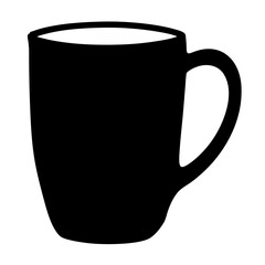 hot chocolate mug vector silhouette icon, black and white illustration of drinks.
