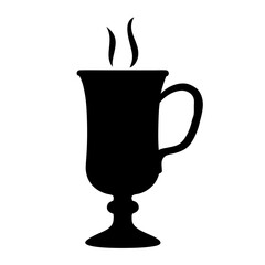 hot toddy vector silhouette icon, black and white illustration of drinks.