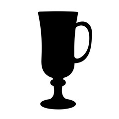 irish coffee vector silhouette icon, black and white illustration of drinks.