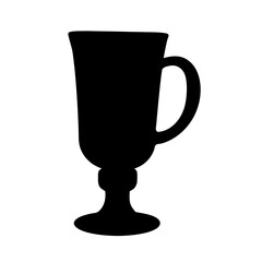 irish coffee vector silhouette icon, black and white illustration of drinks.