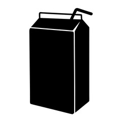 juice box vector silhouette icon, black and white illustration of drinks.