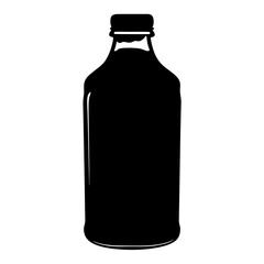 kombucha bottle vector silhouette icon, black and white illustration of drinks.