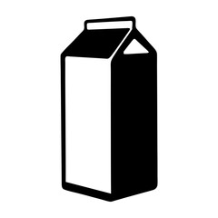 milk carton vector silhouette icon, black and white illustration of drinks.