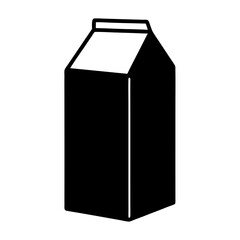 milk carton vector silhouette icon, black and white illustration of drinks.