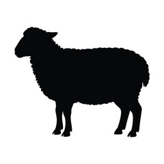 Black Silhouette of a Sheep Standing Side Profile