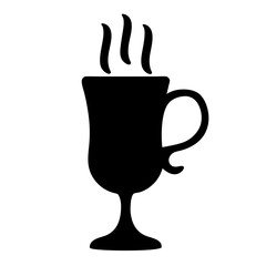 mulled wine vector silhouette icon, black and white illustration of drinks.