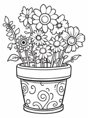 Flower pot line art concept with simple beauty.eps