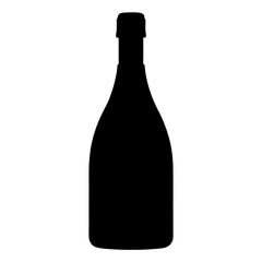 prosecco bottle vector silhouette icon, black and white illustration of drinks.
