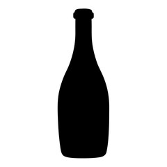 prosecco bottle vector silhouette icon, black and white illustration of drinks.