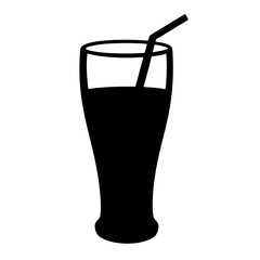 rum and coke vector silhouette icon, black and white illustration of drinks.