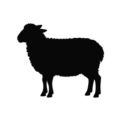 Black Silhouette of a Sheep Standing Side Profile