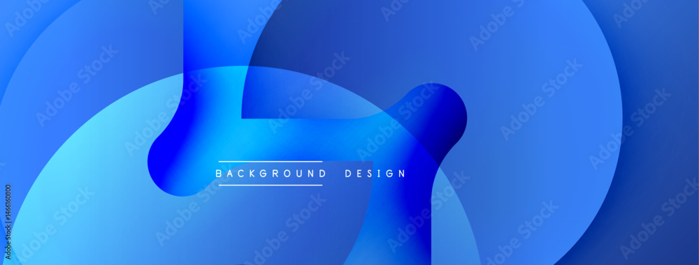 Aufkleber Abstract blue shapes overlap, creating dynamic fluid design. Text reads background design centered within composition.