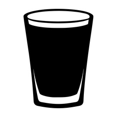 tequila shot vector silhouette icon, black and white illustration of drinks.