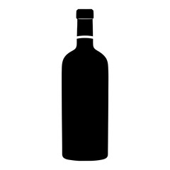 vodka bottle vector silhouette icon, black and white illustration of drinks.