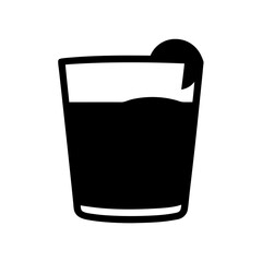 whisky sour vector silhouette icon, black and white illustration of drinks.