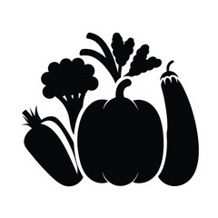 vegetables vector silhouette icon - perfect for food, farming, or nutrition concepts.