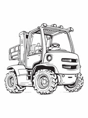 Forklift Truck line art abstract geometric line drawing.eps