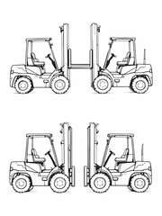 Forklift Truck line art sleek minimal style illustration.eps