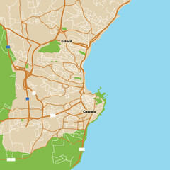 Vector city map of Cascais and Estoril, Portugal
