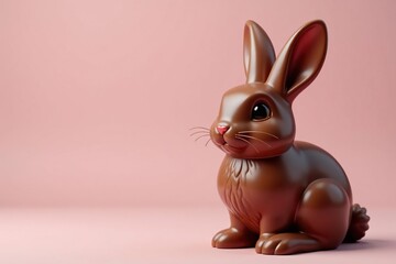 Shiny milk chocolate bunny, glossy fur, adorable ears , celebration, milk chocolate