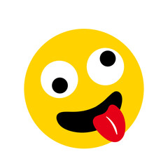Funny Crazy Face Emoji with Tongue Out – Cartoon Emoticon Vector