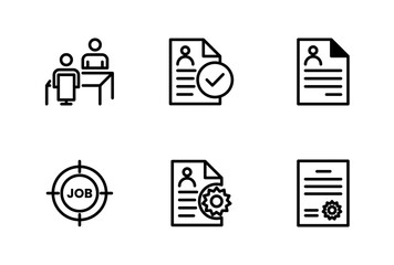 Hiring Process Line Icons. Recruitment, Job Application, Interview, Candidate Selection Vector Set